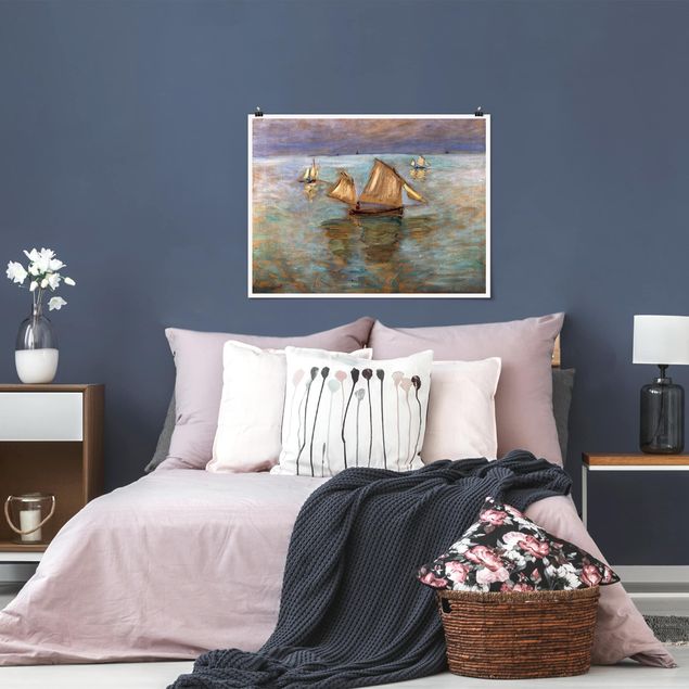 Quadros movimento artístico Impressionismo Claude Monet - Fishing Boats Near Pourville