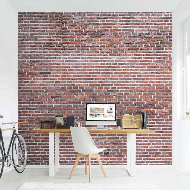 papel de parede imitando pedra Brick Wall Red