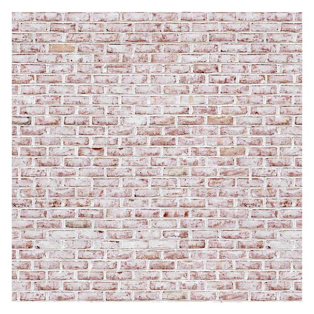 Papel de parede vermelho Brick Wall Shabby Painted White