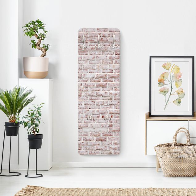 Cabides de parede shabby Brick Wall Shabby Painted White