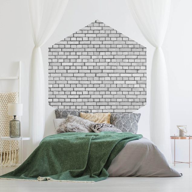 Papel de parede 3D Brick Wall White