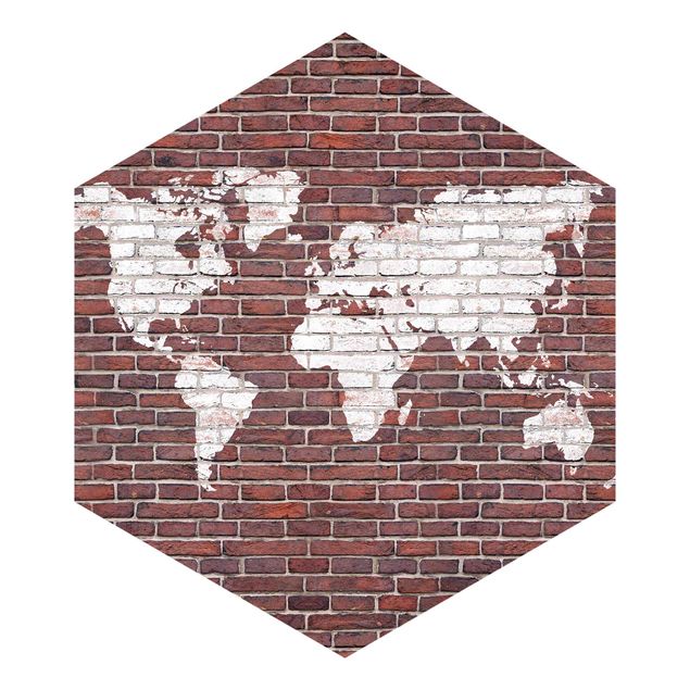 Papel de parede vermelho Brick World Map