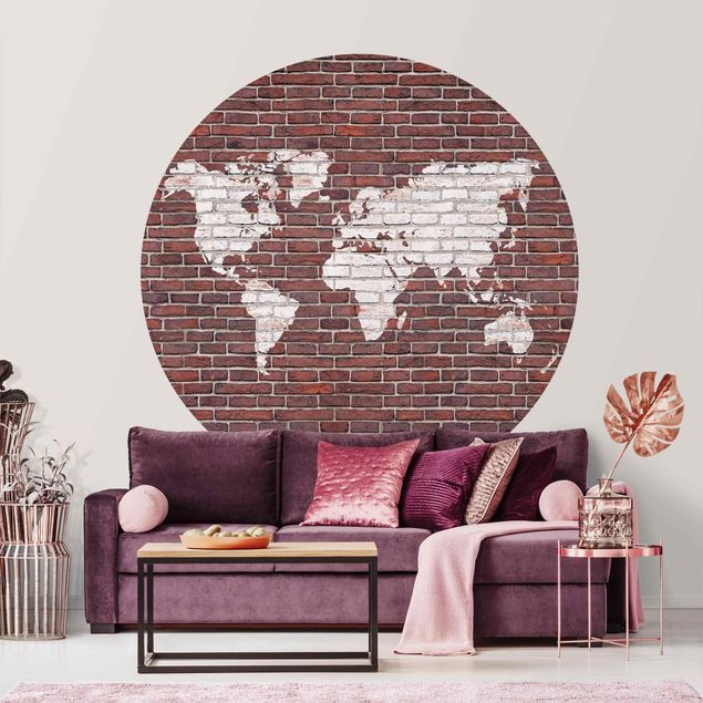 papel parede de tijolinho Brick World Map
