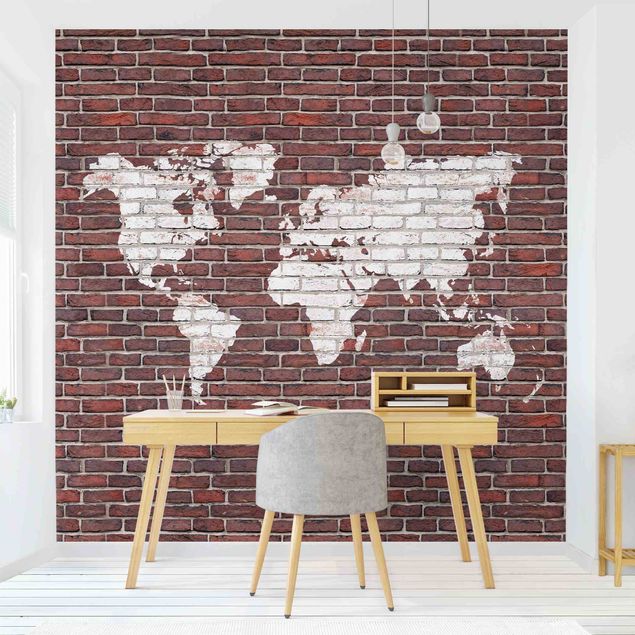 decoraçao para parede de cozinha Brick World Map