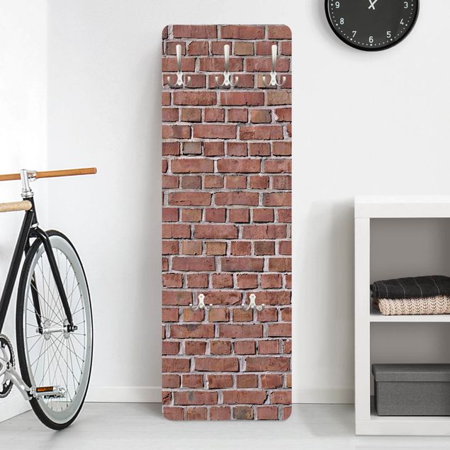 Cabides de parede imitação pedra Brick Tile Wallpaper Red