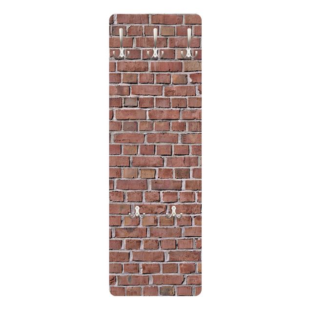 Cabide de parede Brick Tile Wallpaper Red