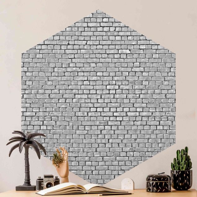 papel parede de tijolinho Brick Wallpaper Black And White