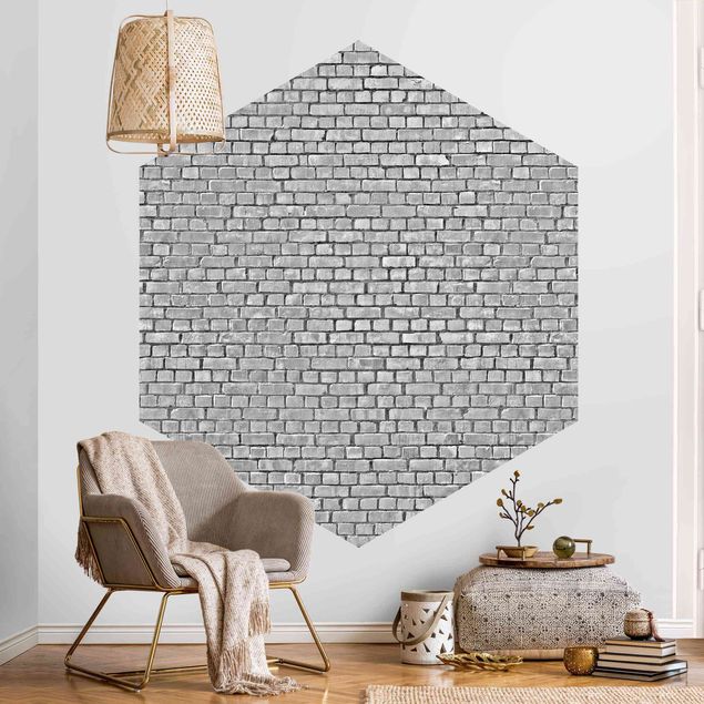 papel de parede imitando pedra Brick Wallpaper Black And White