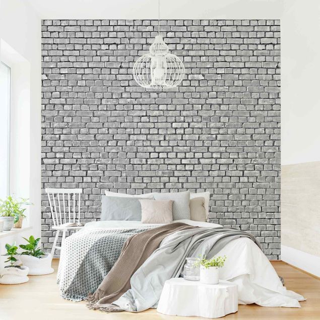 papel de parede imitando pedra Brick Tile Wallpaper Black And White