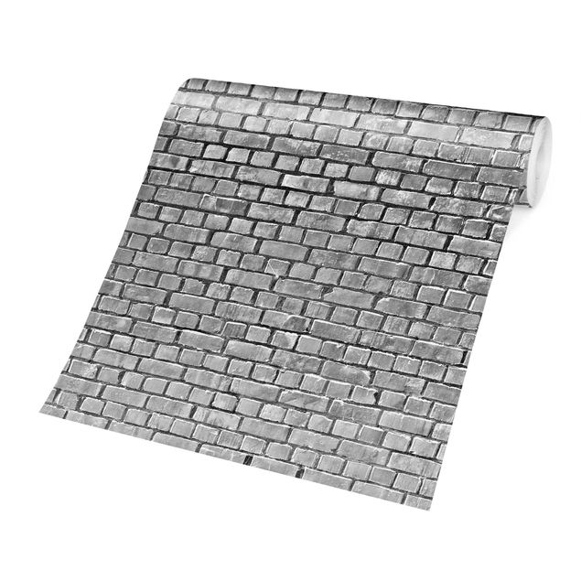 Papel de parede padrões Brick Tile Wallpaper Black And White