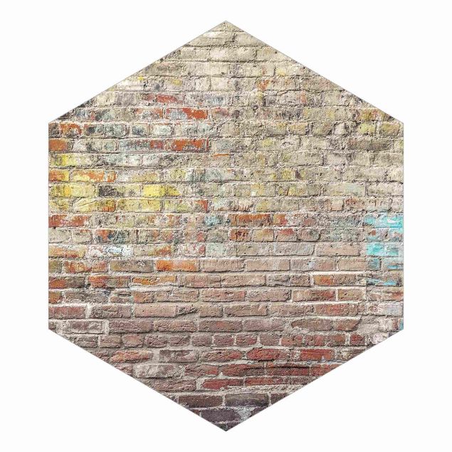 Papel de parede industrial Brick Wall With Shabby Colouring