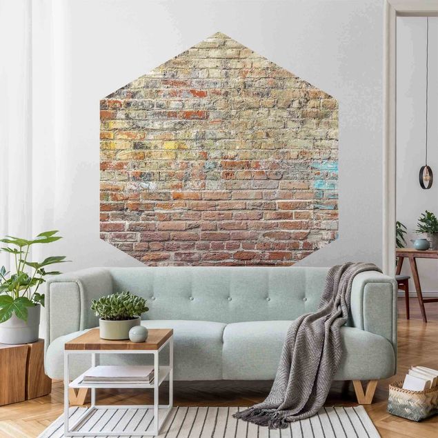 papel de parede imitando pedrinhas Brick Wall With Shabby Colouring