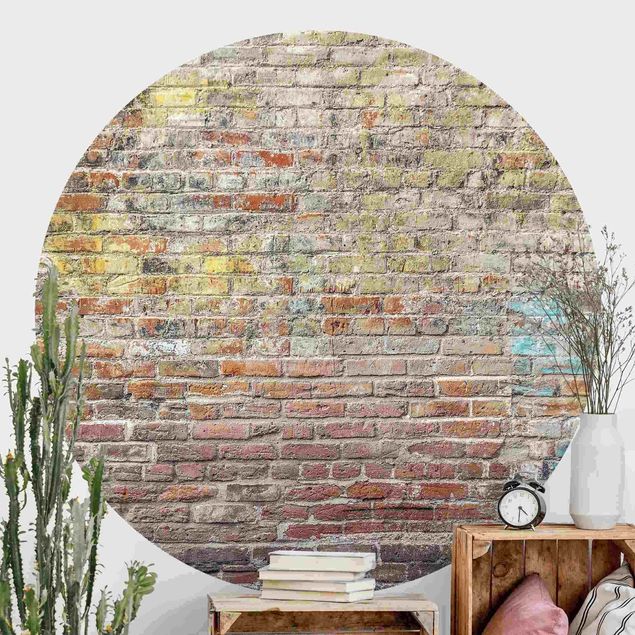 papel parede marmore Brick Wall With Shabby Colouring