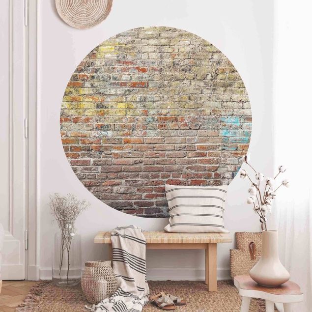 papel parede de tijolinho Brick Wall With Shabby Colouring