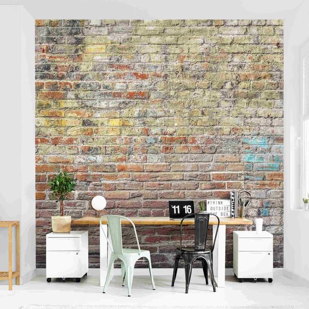 papel de parede pedra Brick Wall With Shabby Colouring