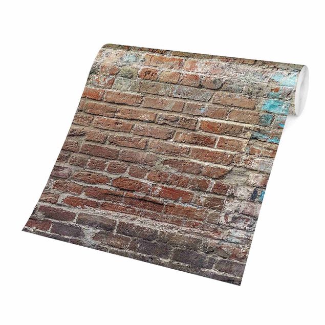 papel de parede moderno Brick Wall With Shabby Colouring