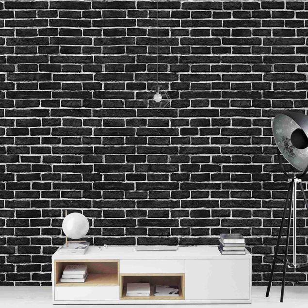 Papel de parede 3D Brick Wall Black