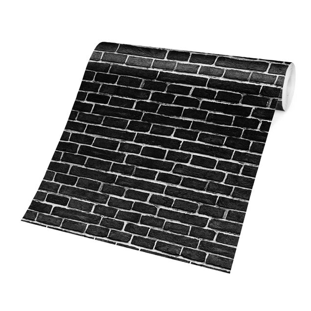Papel de parede padrões Brick Wall Black