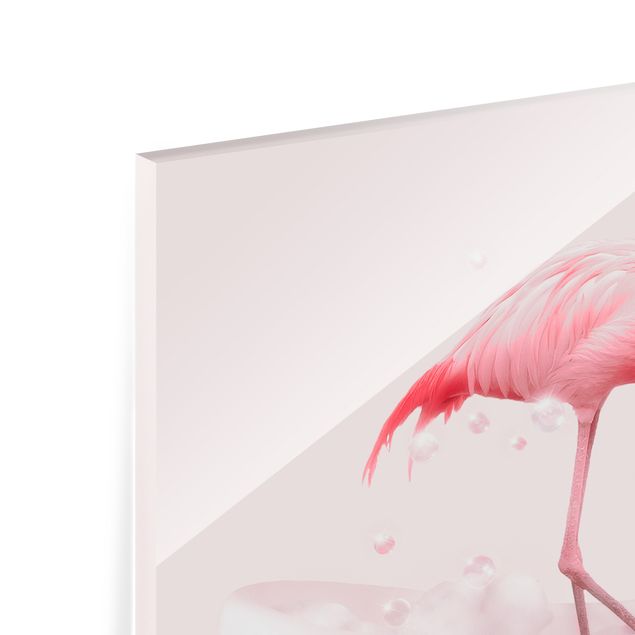 quadro de vidro Bath Tub Flamingo