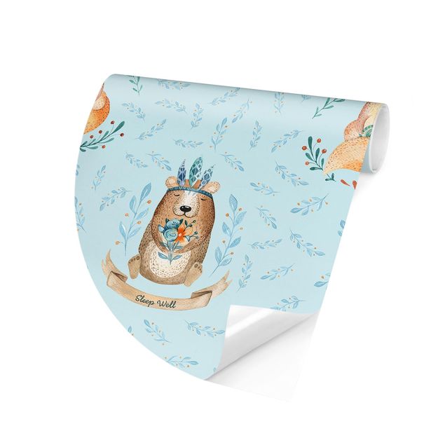 Papel de parede animais Bears And Foxes In Front Of Blue