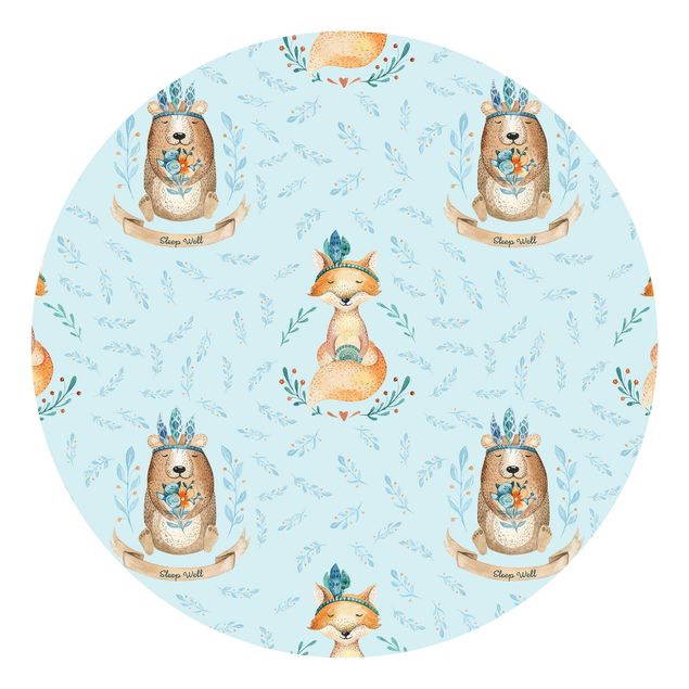 Papel de parede azul Bears And Foxes In Front Of Blue