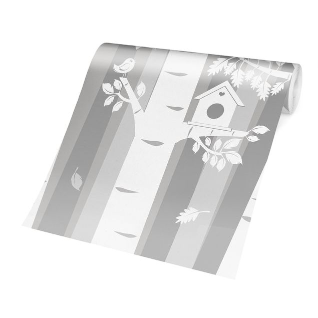 Papel de parede com cinza Trees In The Forest Grey