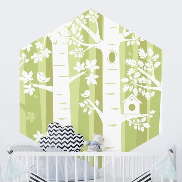 papel de parede floresta tropical Trees In The Forest Green