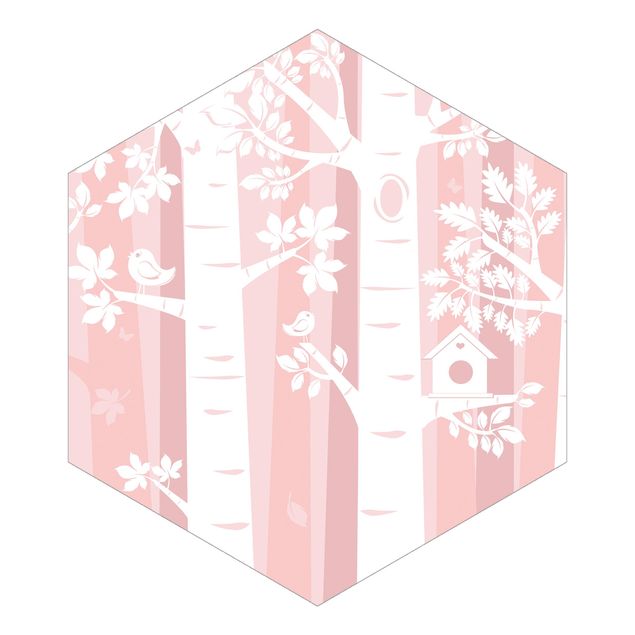 Papel de parede liso Trees In The Forest Pink