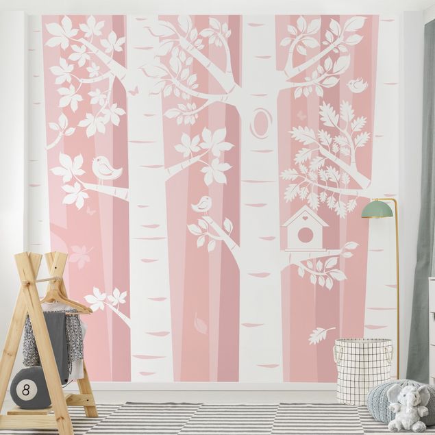 Papel de parede paisagens Trees In The Forest Pink