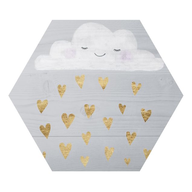 Quadros decorativos Cloud With Golden Hearts