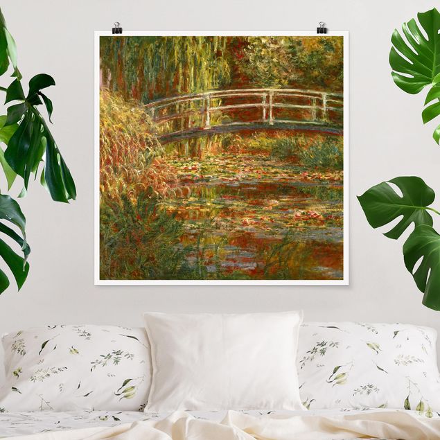 Quadros movimento artístico Impressionismo Claude Monet - Waterlily Pond And Japanese Bridge (Harmony In Pink)