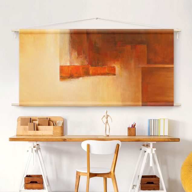 Tapeçaria de parede moderna Balance Orange Brown