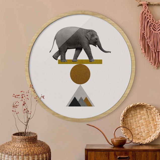 Quadros redondos Art Of Balance Elephant