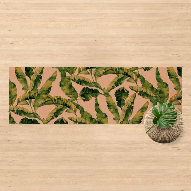 tapetes sala modernos Banana Leaf Watercolour Pattern