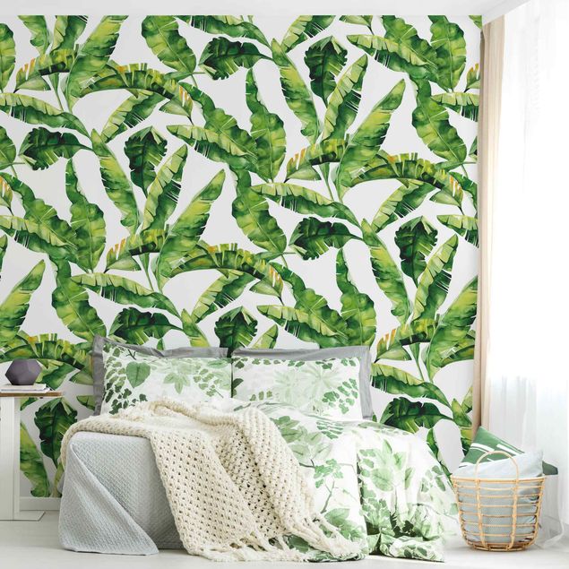 Papel de parede padrões Banana Leaf Watercolour Pattern