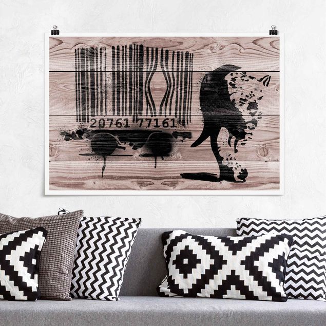quadros modernos para quarto de casal Barcode Leopard - Brandalised ft. Graffiti by Banksy