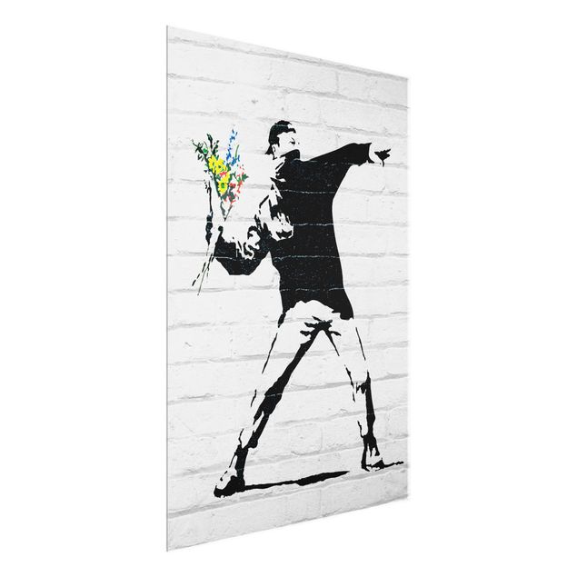 Quadros preto e branco Flower Thrower - Brandalised ft. Graffiti by Banksy