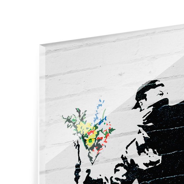 Quadros em vidro Flower Thrower - Brandalised ft. Graffiti by Banksy