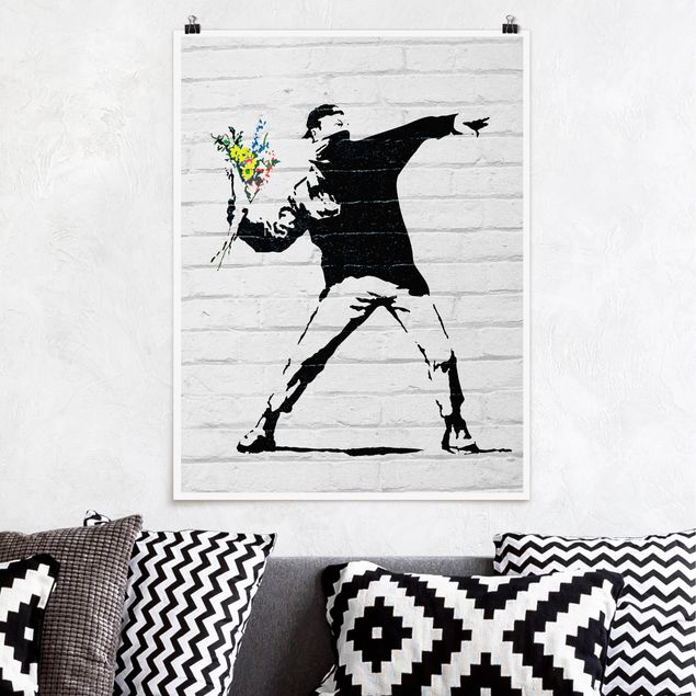 Posters em preto e branco Blumenwerfer - Brandalised ft. Graffiti by Banksy