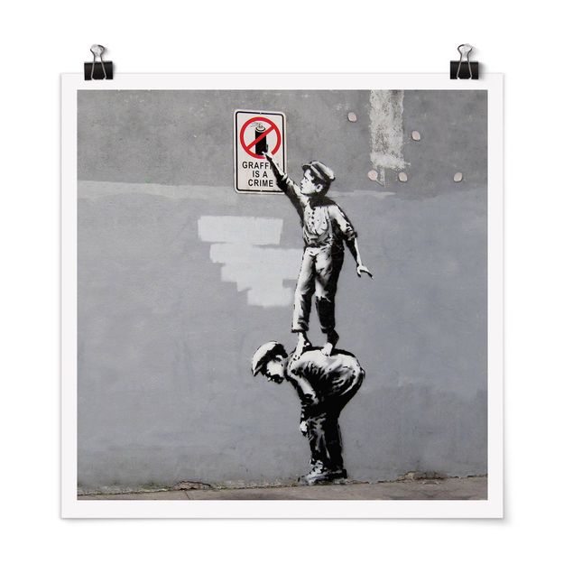 quadros preto e branco para decoração Graffiti Is A Crime - Brandalised ft. Graffiti by Banksy