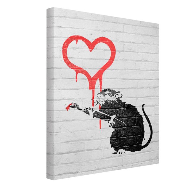quadros preto e branco para decoração Love Rat - Brandalised ft. Graffiti by Banksy