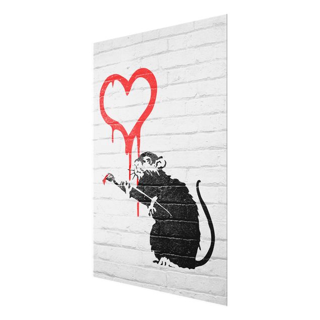 quadro em vidro Love Rat - Brandalised ft. Graffiti by Banksy