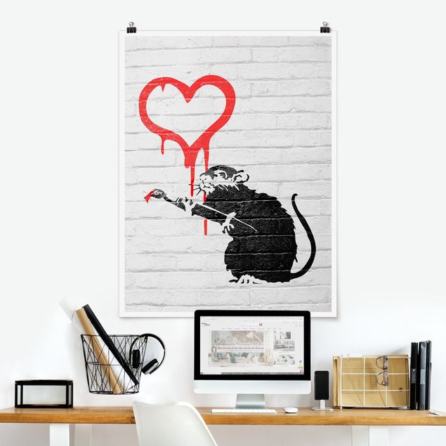 Posters em preto e branco Love Rat - Brandalised ft. Graffiti by Banksy