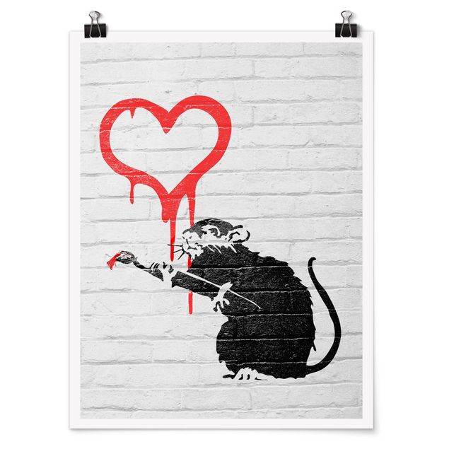 Quadros preto e branco Love Rat - Brandalised ft. Graffiti by Banksy