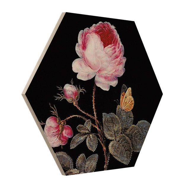 Quadros em madeira flores Barbara Regina Dietzsch - The Hundred-Petalled Rose