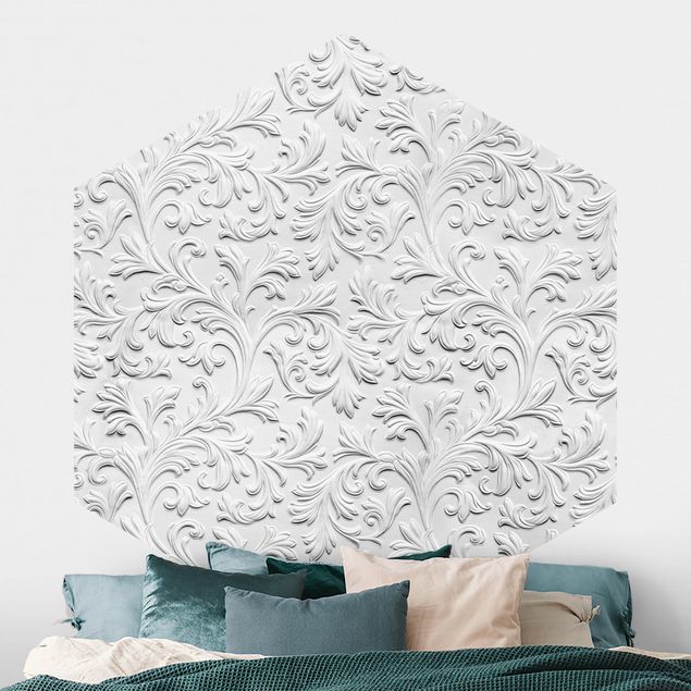 Papel de parede ornamental Baroque Pattern Plaster Optics