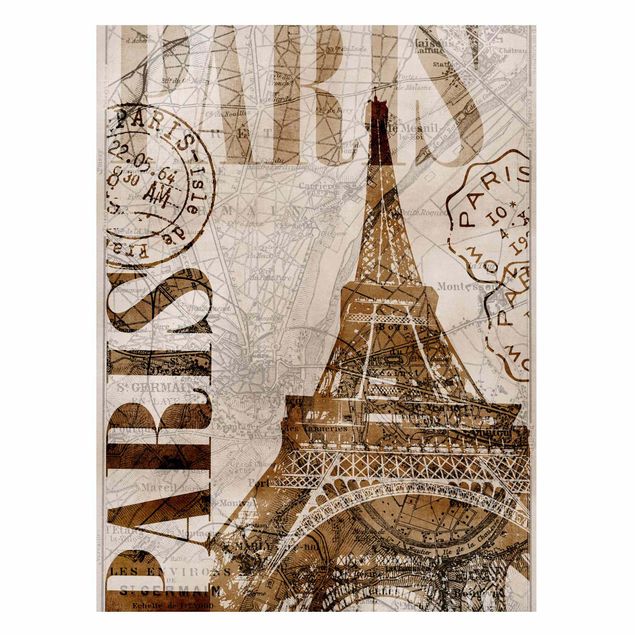 Quadros Paris Shabby Chic Collage - Paris