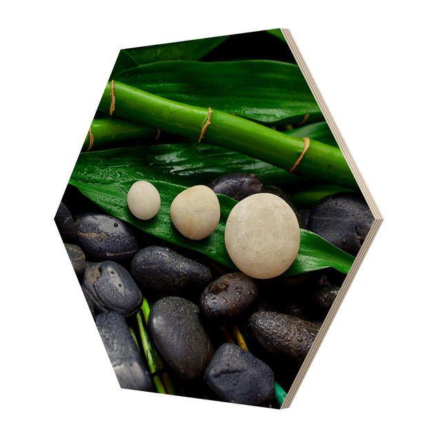 Quadros verdes Green Bamboo With Zen Stones