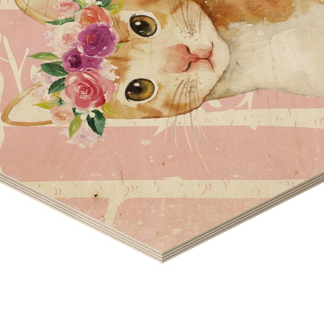 Quadros decorativos Watercolor Cat Pink