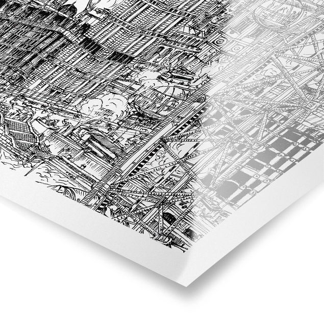Quadros preto e branco City Study - London Eye